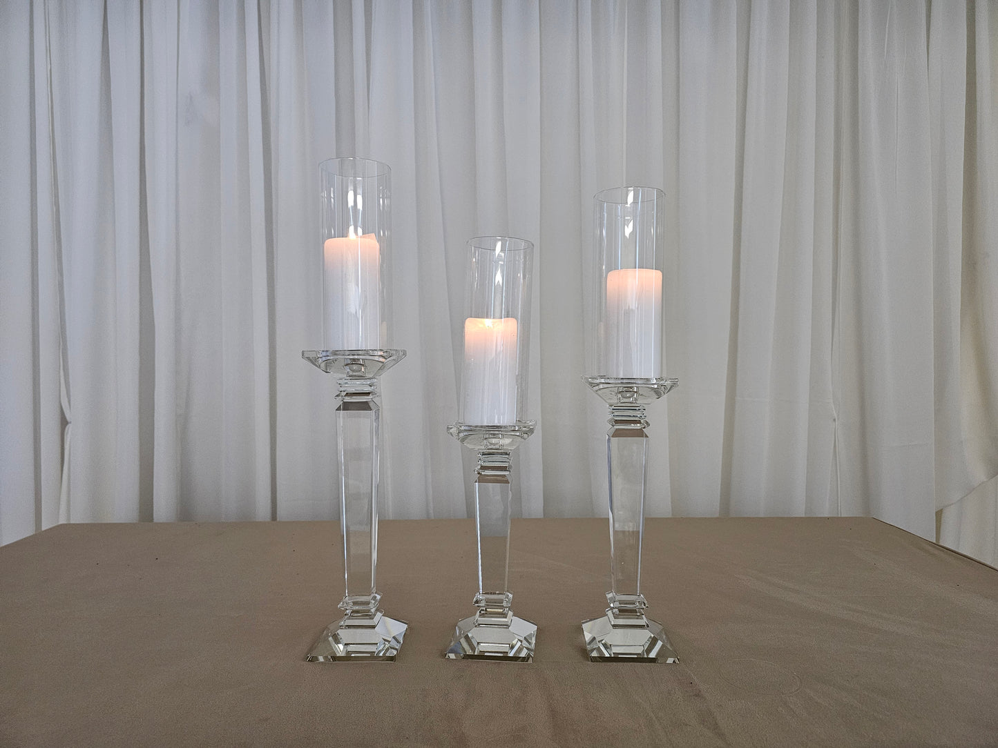 Crystal Cut Pillar Candle Holders