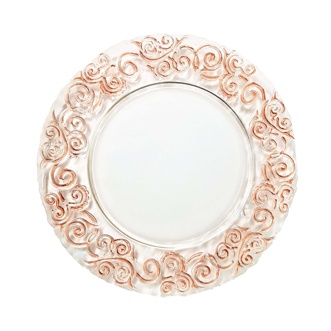 Clear Glass with Rose Gold Foil Trim