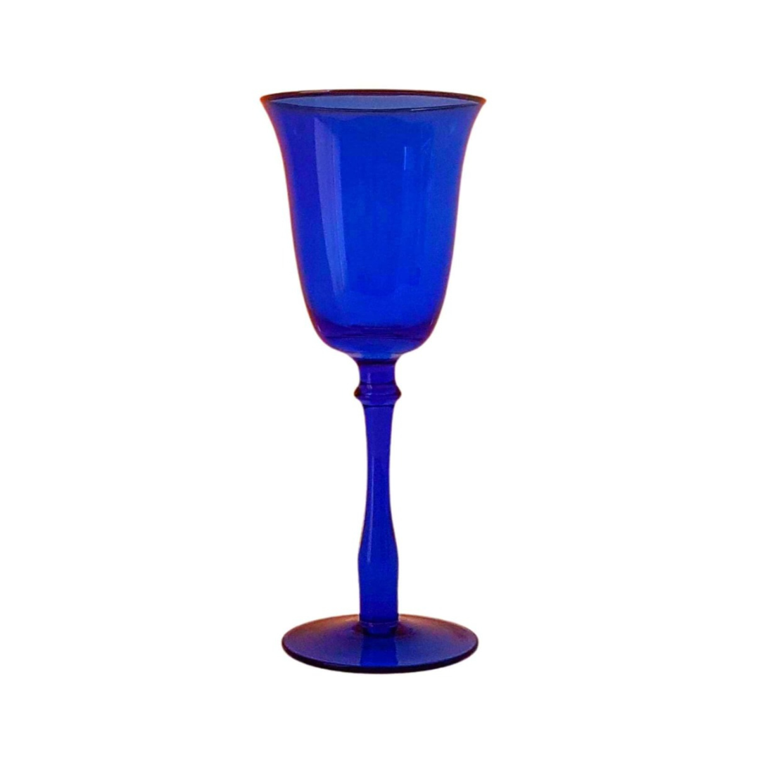 Blue & Gold Rim Tall Wine Glass