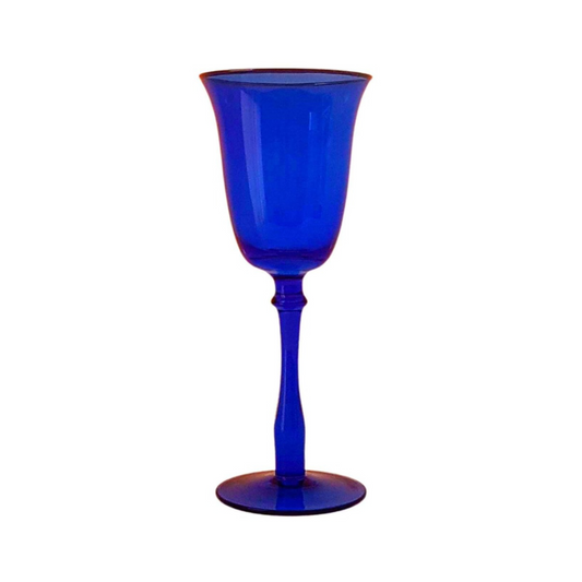 Blue & Gold Rim Tall Wine Glass