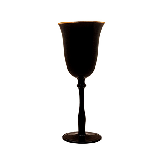 Black & Gold Rim Tall Wine Glass